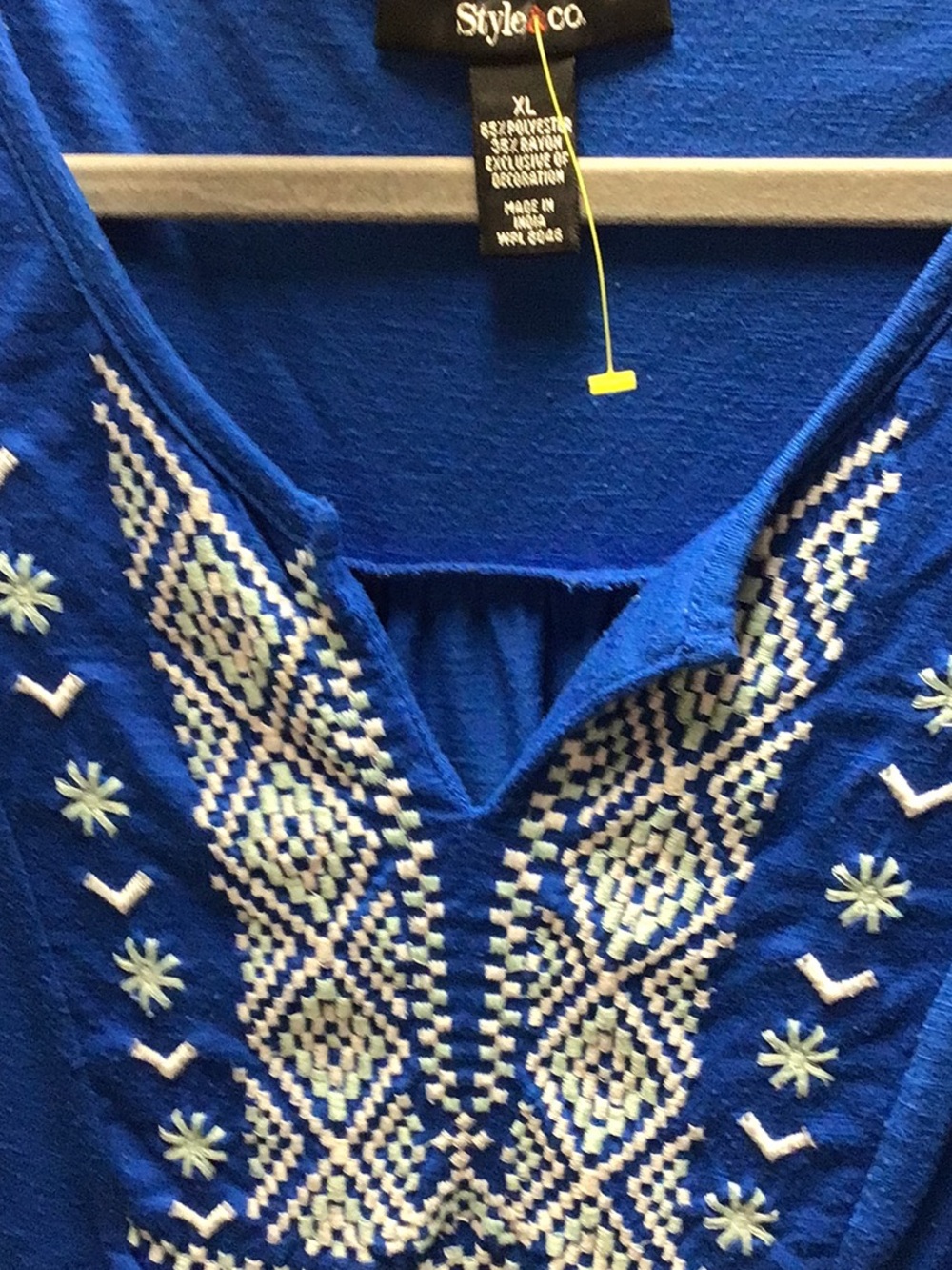 blue embroidered top